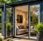 Design illustration: Glazed French doors opening onto decking