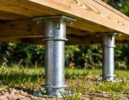 Design illustration: Illustration of a ground screw beneath a timber structure
