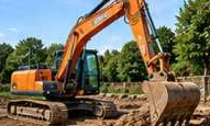 Design illustration: Excavator preparing ground for a project
