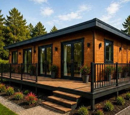 Design illustration: Timber lodge with inviting glazing and outdoor space