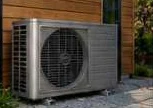Design illustration: Air source heat pump outside a lodge